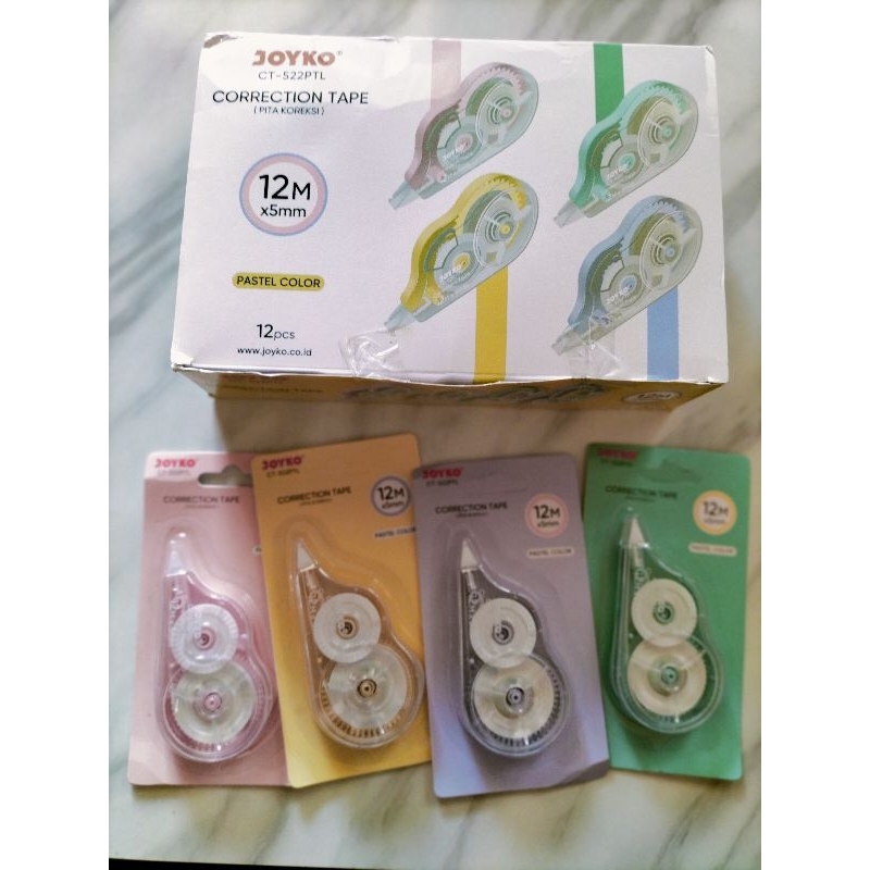 

JOYKO Pita Koreksi Stipo Kertas / Tipe Ex JOYKO Correction Tape CT-522 12 Meter warna Pastel