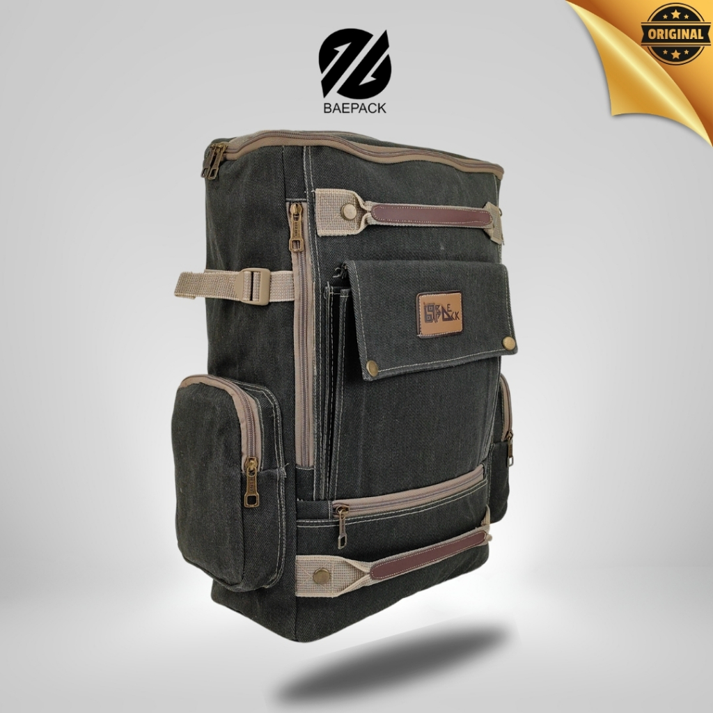 Baepack Tas Ransel Tectical TNI Brimob Backpack Besar Kanvas Traveling Seri Falcon Hitam Original Ba