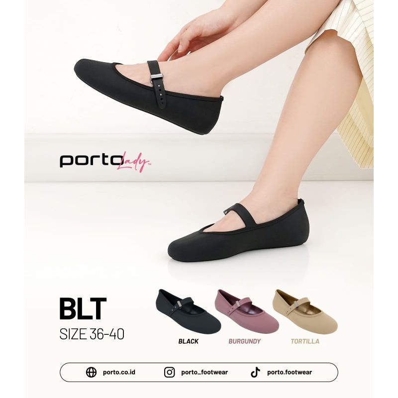 OK BLT/SEPATU KARET PLAT SHOES WANITA MERK PORTO LADY YANG TERBARU MOTIF PAKAI GESPER 1 DAN 2