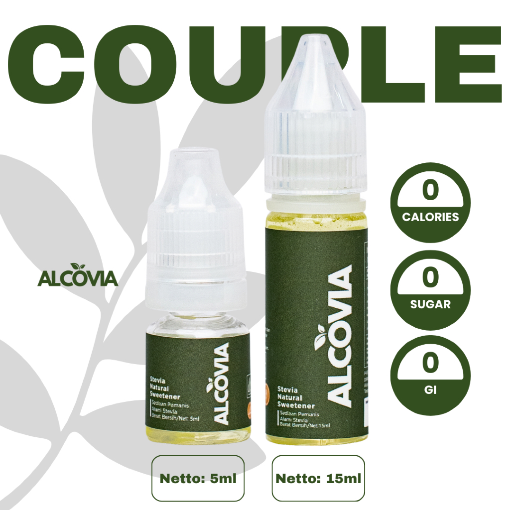 

(COUPLE PACK) Alcovia Stevia Tetes Cair Pemanis Alami Original - 5ml & 15ml