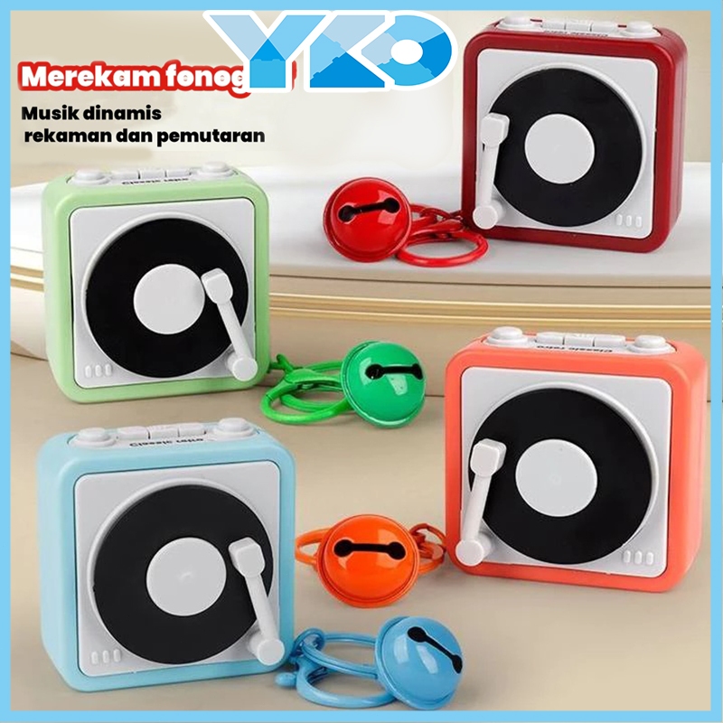 YKO Gantungan Kunci Retro Gramophone Gantungan Kunci Tas Sekolah Liontin Dengan Rekaman Kotak Musik
