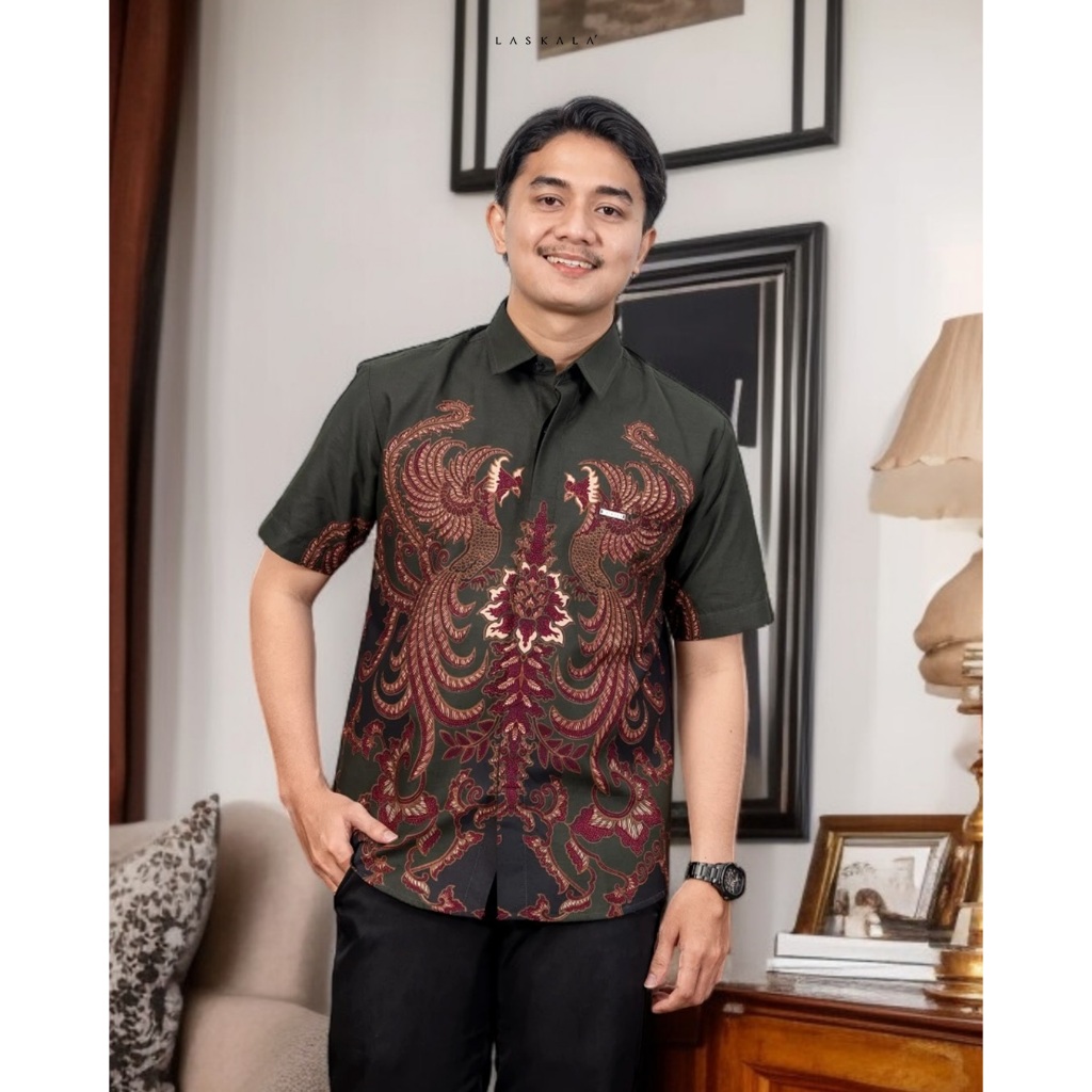 Laskala Batik Premium Reswara Kemeja Batik Pria Slimfit Lengan Pendek