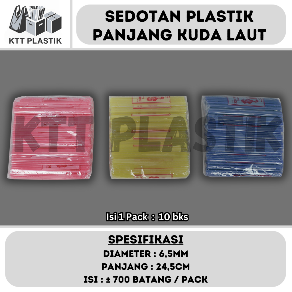 [Instant] Sedotan Plastik Panjang Kuda Laut Isi 10bks - Sedotan Minuman Warna Warni Sedotan Pop Ice 