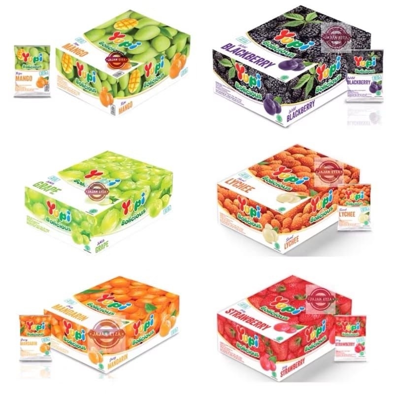 

Permen Yupi Gumy Bolicious Box All Varian Aneka Rasa Buah isi 24