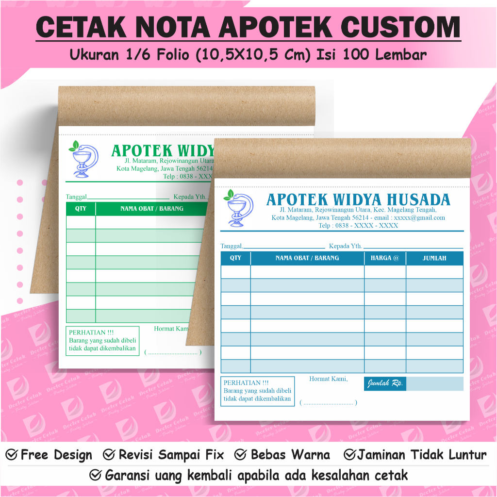 

Cetak Nota custom apotek 1/6 folio