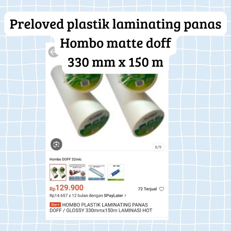 

preloved plastik laminating roll 150 m matte doff