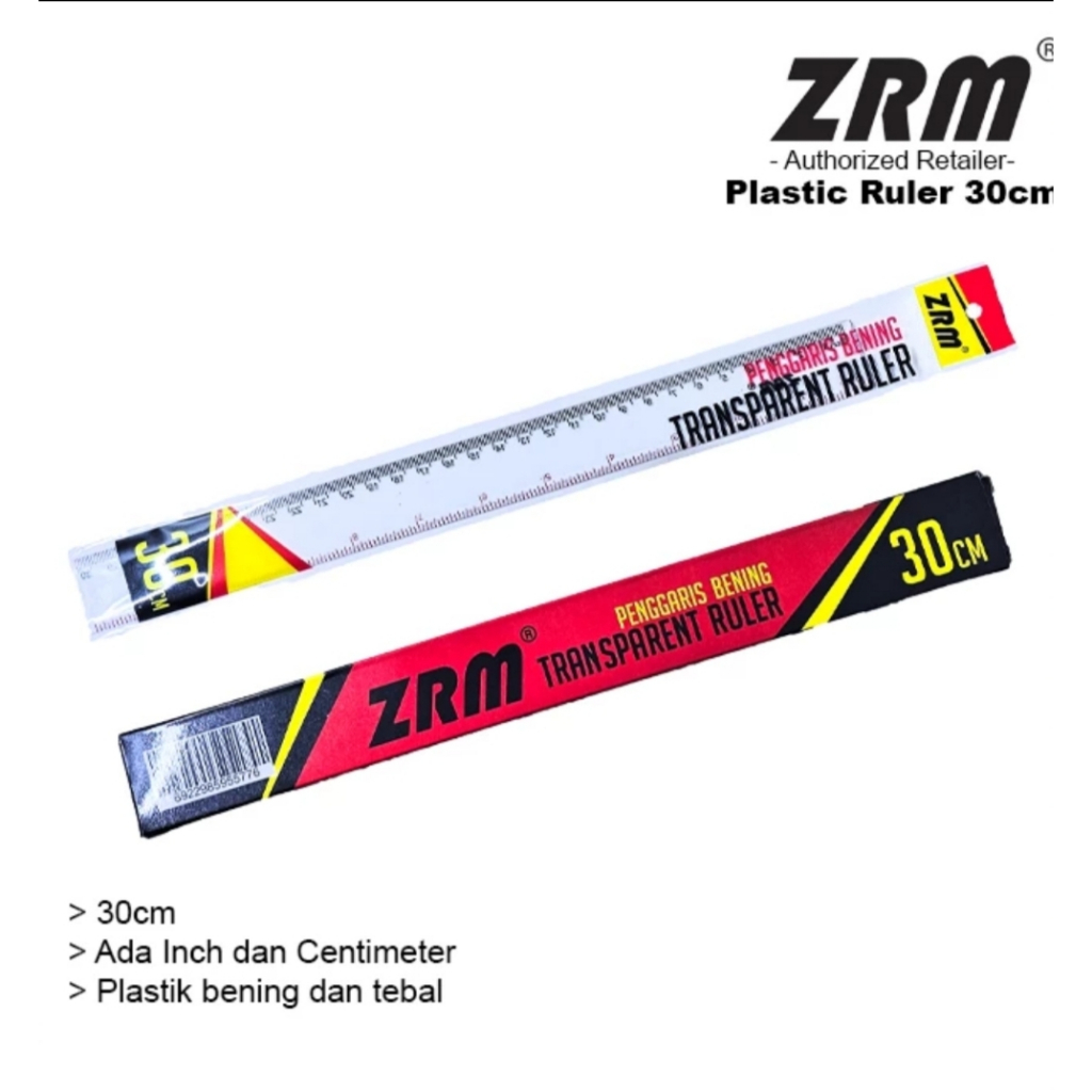 

PLASTIC RULER / PENGGARIS PLASTIK 30CM / PENGGARIS MERK ZRM R-30 30CM
