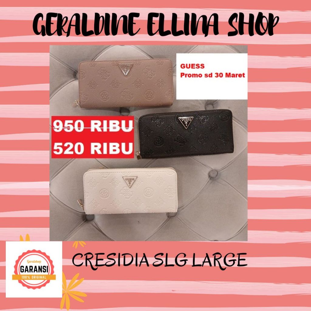 Dompet guess wanita 100% original seri CRESIDIA SLG ZIP
