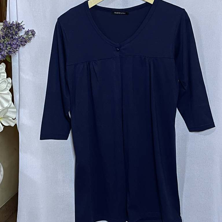 [PRELOVED] Outer Navy Big Size Ukuran Besar | Outer Wanita Biru Dongker | Baju Panjang Wanita | Ling