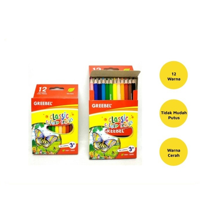 

Greebel Classic Colour Pencils/Pensil 12 Warna Classic Pendek