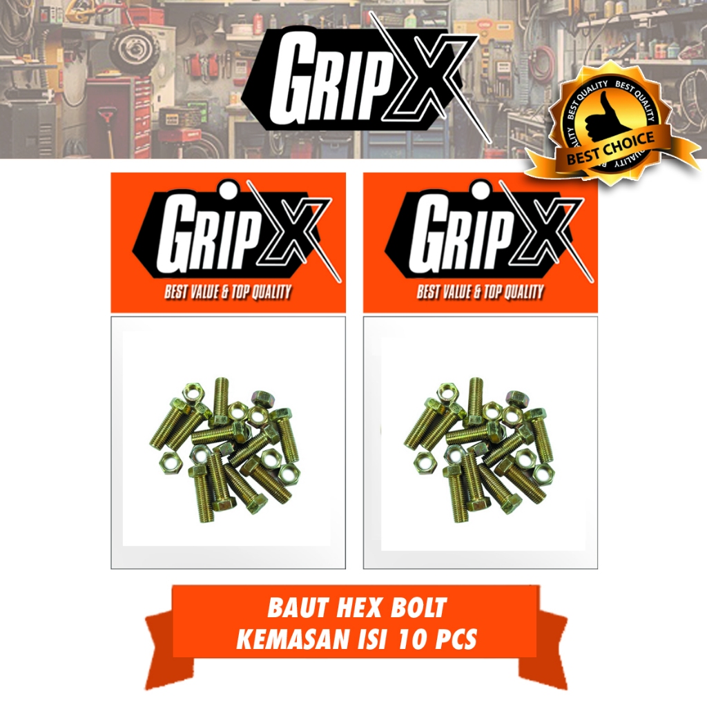 Baut Mur Kuning / Baut Hexagonal Bolt Nut Panjang / Baut + Mur