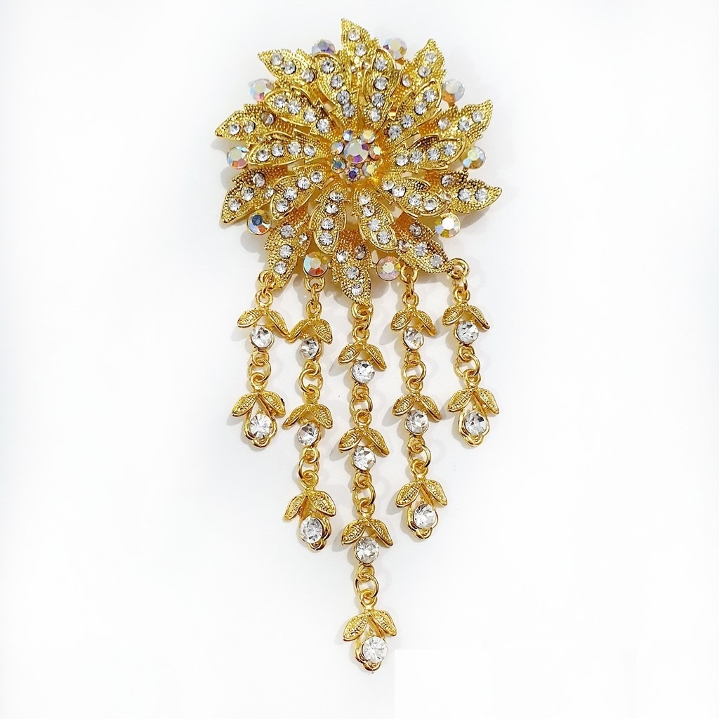 Bros Kebaya Pengantin Jurai/Bross Besar/Bros Bunga Juntai /Bros Mewah Kutubaru Emas Perak Jumbo