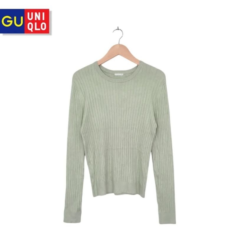 Sweater Lidi Kutub GU Uniqlo Hijau Matcha (KODE : B66 -03 )