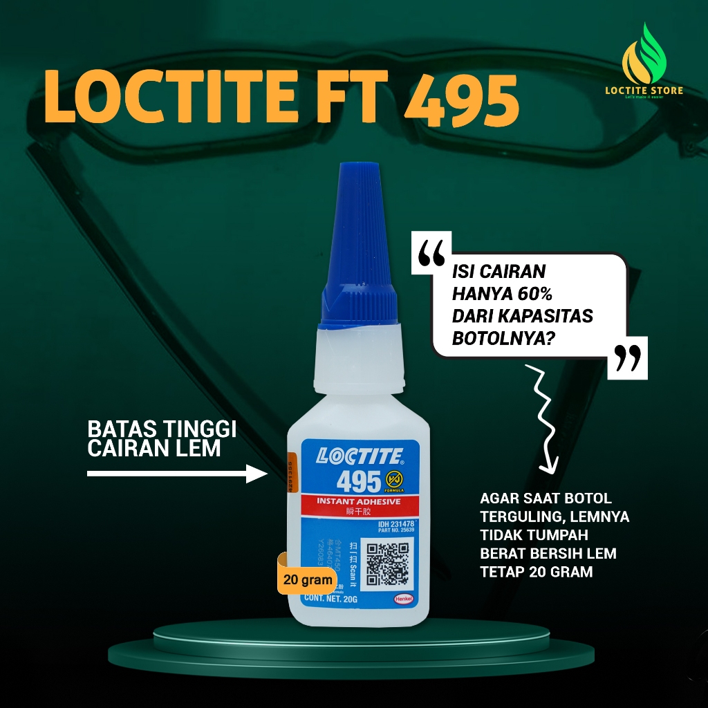 

LEM SUPER UNTUK BESI DAN PLASTIK LOCTITE 495 WARNA BENING 20GR CEPAT KERING