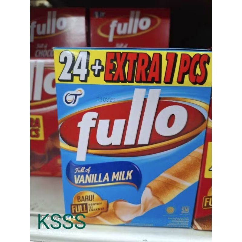 

KS - 1 Pack isi 24 Fullo Wafer Roll ( Coklat / Vanila ) / Fullo Wafer Roll Vanila Fullo Voklat