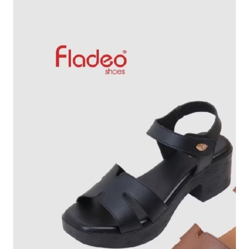 (BARU) FLADEO SANDAL TALI WANITA HITAM WEDGES HEELS PESTA JALAN NO. 39