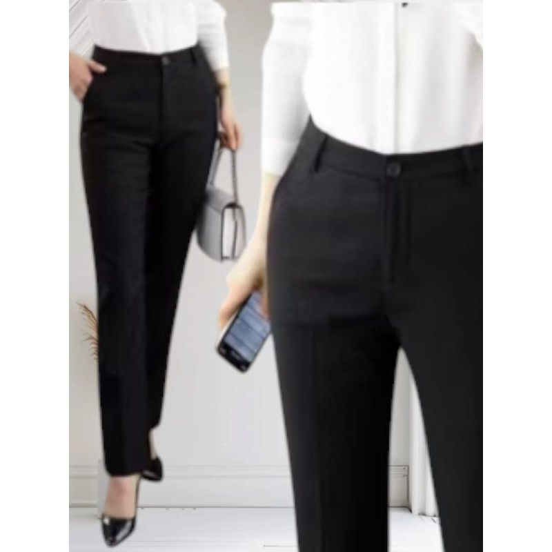 Celana Bahan Wanita Model Resleting