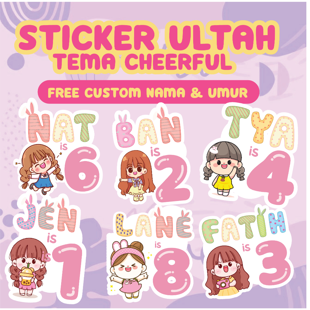 

Sticker Ulang Tahun Anak Girl Tema Cheerful - Stiker Bento Birthday & Souvenir