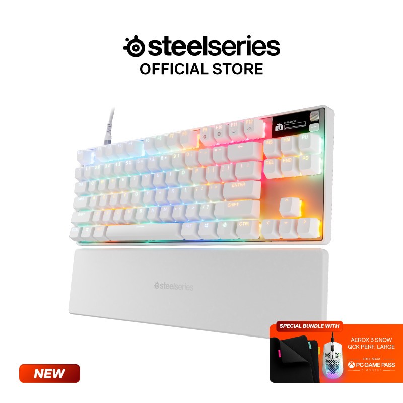 Steelseries Apex Pro TKL Gen 3 White Edition + QcK Perf Large + Aerox 3 Snow Edition - Gaming Bundle