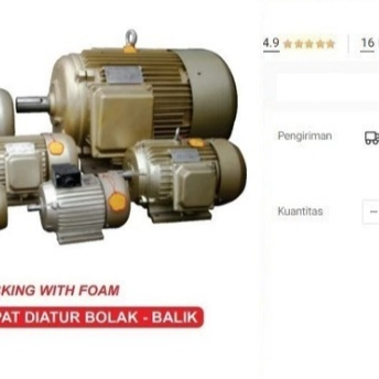

Dinamo Penggerak WIPRO 2 HP 4P 1450 RPM Electromotor Lambat 2HP 4 P