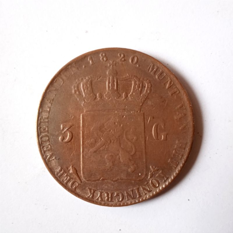 Antik Uang Koin Golden Belanda 3 G - 1820 Utuh