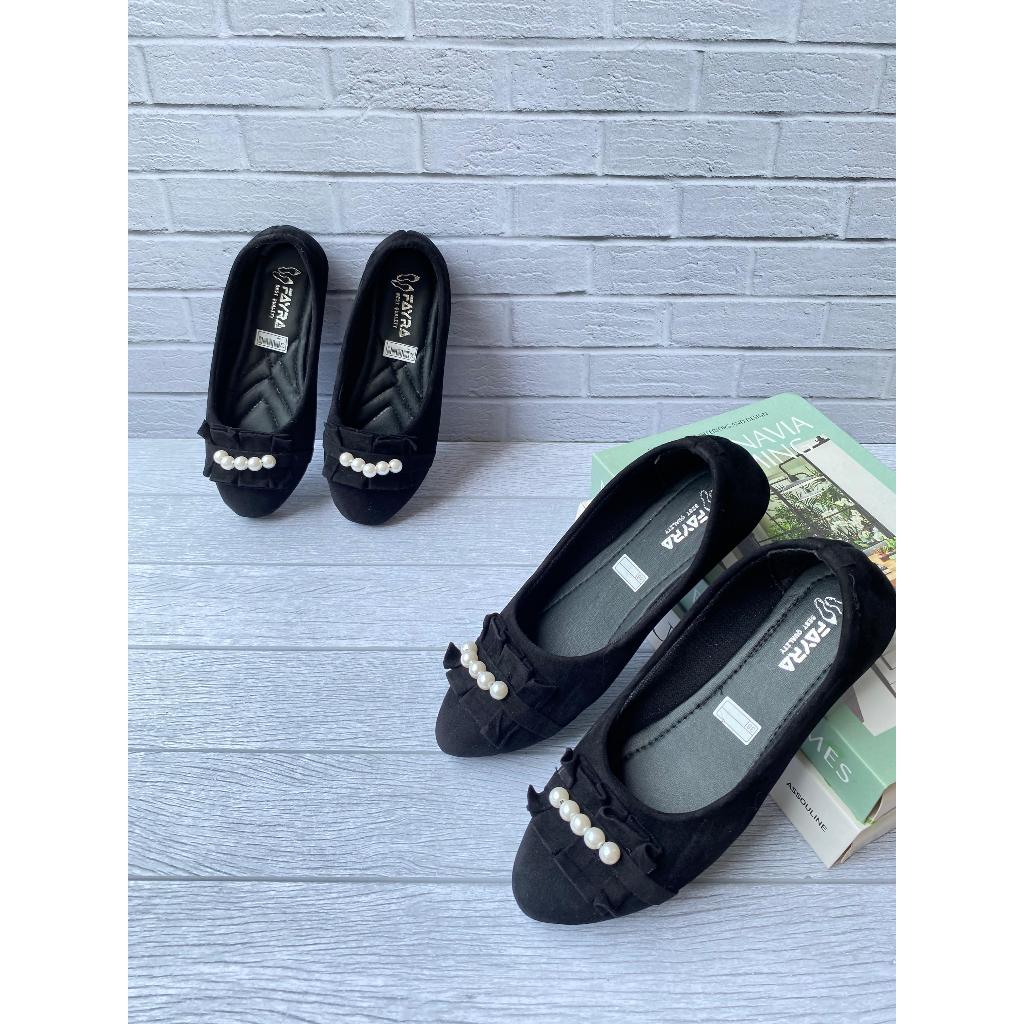 Sepatu Balet Couple Ibu dan Anak Rempel Mutiara Flatshoes Anak Cewek Sol Karet Terbaru Trendy