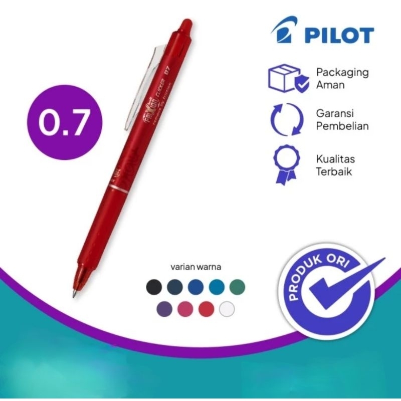 

pilot Pulpen Frixion Clicker 0.7 red / pulpen pilot bisa dihapus warna merah