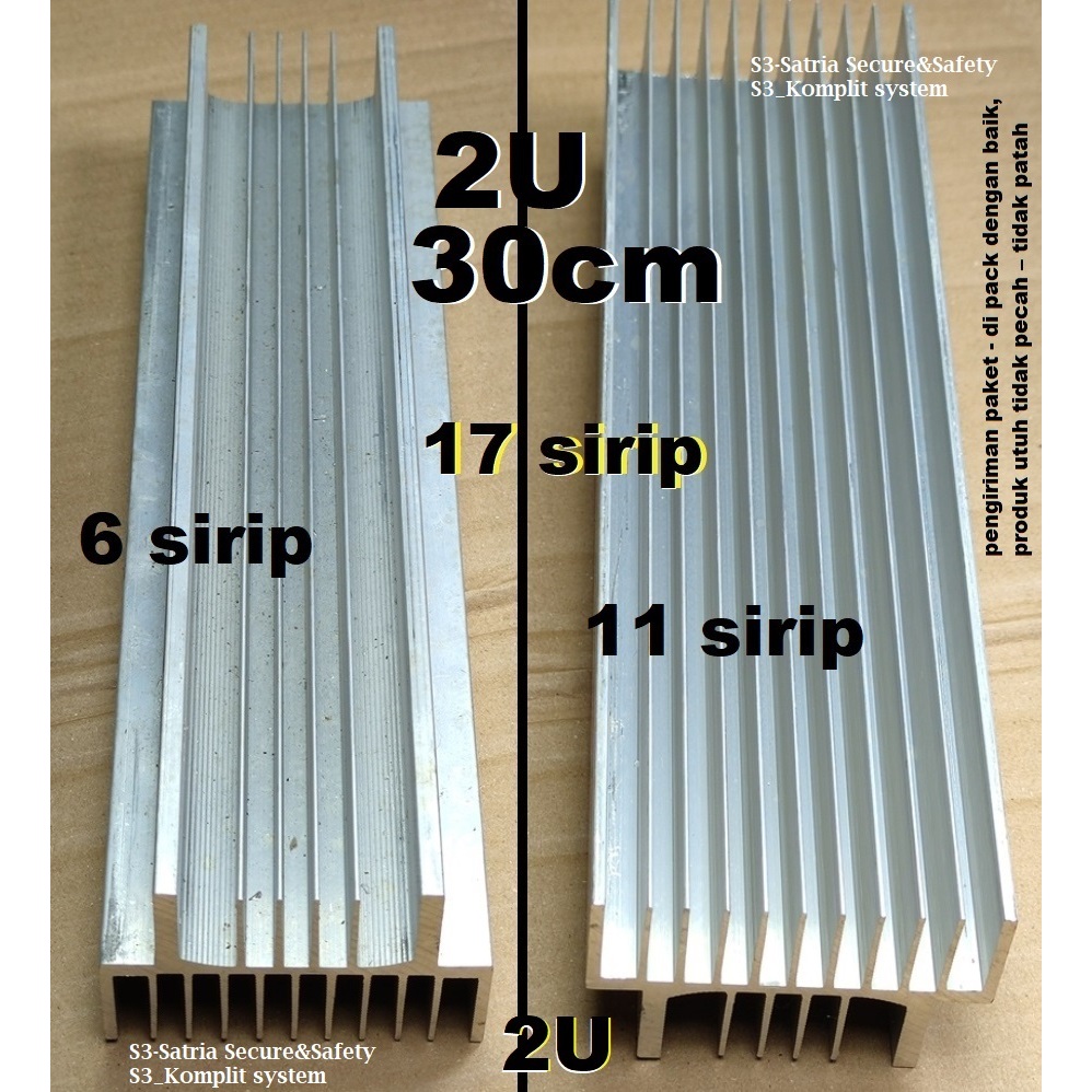 Heatsink 2U 30CM 17sirip aluminium 300mm almunium Heat sink HS 2u 30 cm 17 sirip dingin pendingin he