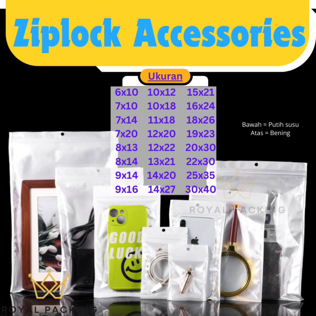 Sachet Bag Plastik Klip Ziplock Accessories / Plastik Kombinasi Aksesoris / Plastik Saset Kemasan Bu