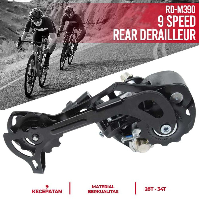 Rear Derailleur Sepeda 9 Speed 28-34T RD-390 Taffsport