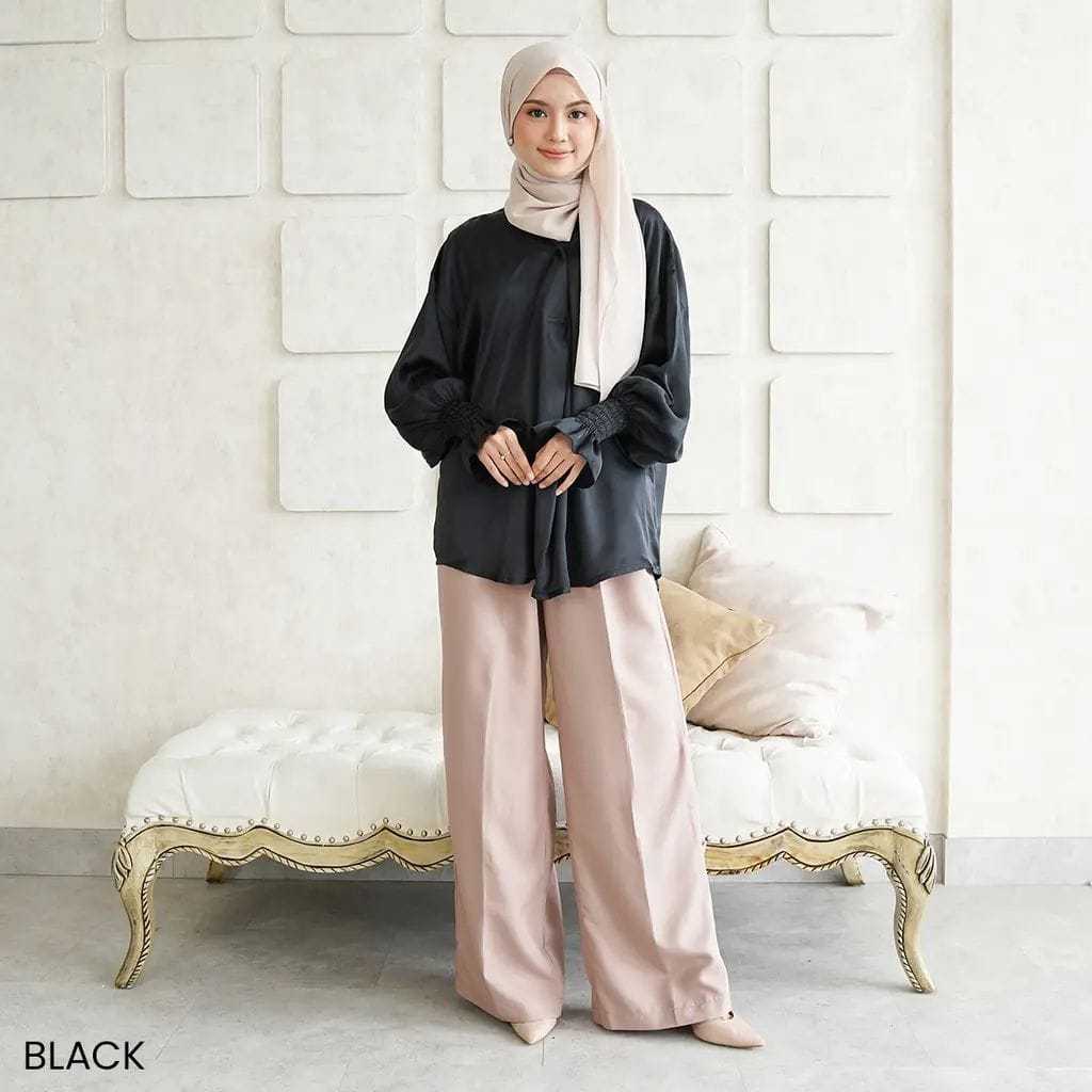 Blouse Syafira Satin Lengan Panjang | Blouse Satin Elegan Wanita untuk Formal & Kasual