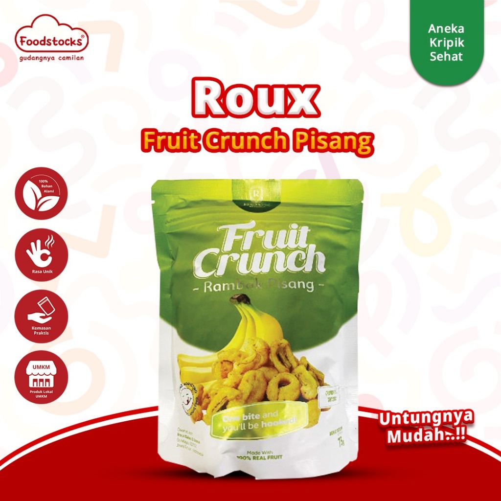 

Roux Fruit Crunch Rambak Buah Pisang 75g Premium Enak Sehat Healthy Snack Tanpa Gula Tambahan