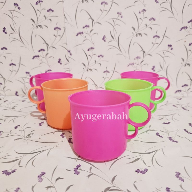 (12 pcs) CANGKIR GELAS MINI PLASTIK/  CANGKIR KECIL/ CANGKIR SAWAH