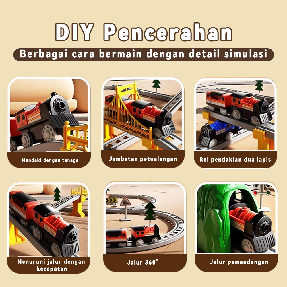 [Whispers] Tatajoy Kereta Api Mainan Rel Panjang Mainan DIY Kereta Rel Listrik Kereta Api Rail King