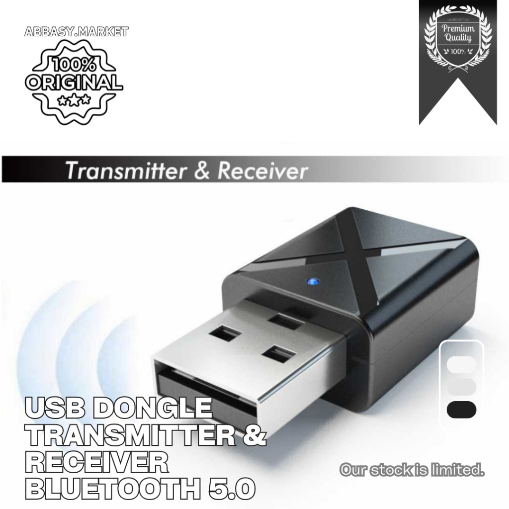 Dongle Pemancar Penerima AUX 3,5mm USB Nirkabel Bluetooth-kompatibel 5.0 Adaptor Stereo untuk TV PC 