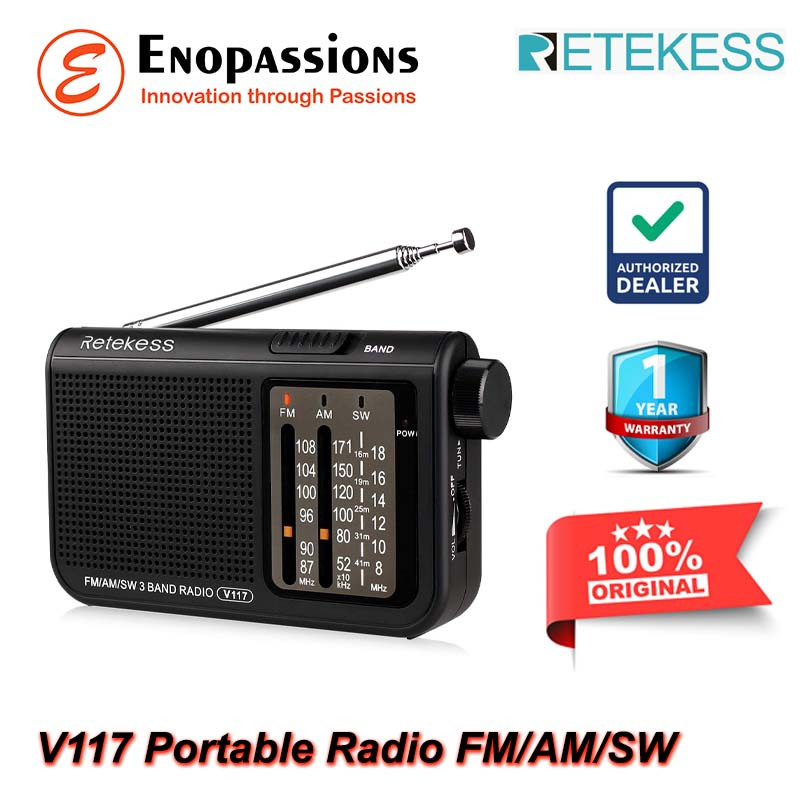 Retekess V117 Radio FM/AM/SW Menggunakan Baterai AA