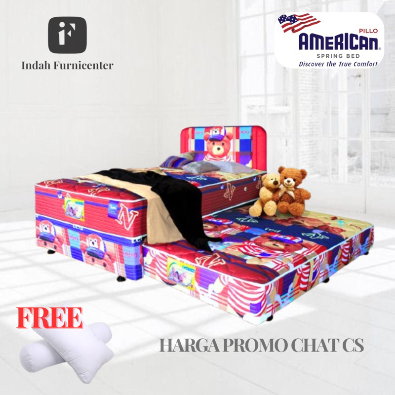 kasur spring bed 2in1 sorong american pillo bedset 90x200 100x200 120x200 matras tumpuk 2 in 1 soron
