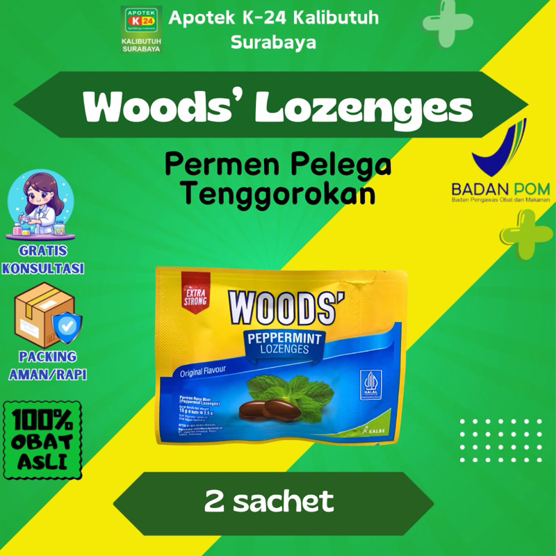 

Woods’ Lozenges Permen Pelega Tenggorokan (2 sachet)
