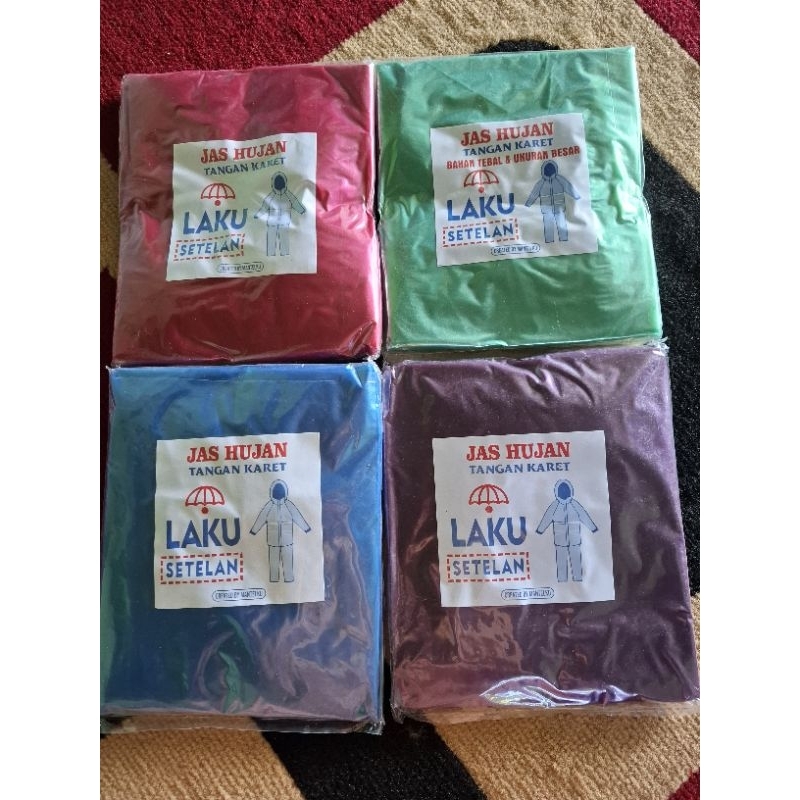 JAS HUJAN SETELAN BAHAN TEBAL / MANTEL PLASTIK SETELAN TEBAL TANGAN KARET BAHAN BERKUALITAS / MANTEL