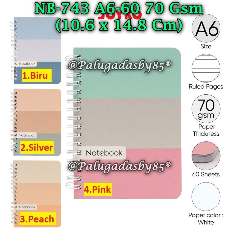 

(1 Biji) Spiral Book JOYKO NB-743 A6-60-70g / Diary Agenda Buku Catatan Bergaris Joyko NB-743 A6