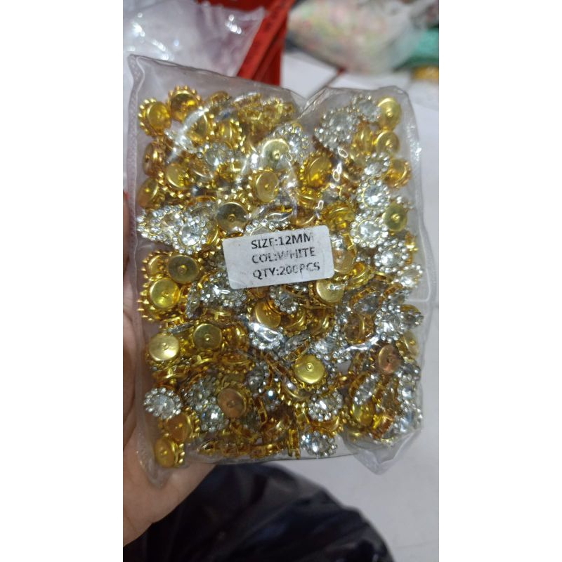 PAYET MATA 12MM PUTIH CANGKANG GOLD