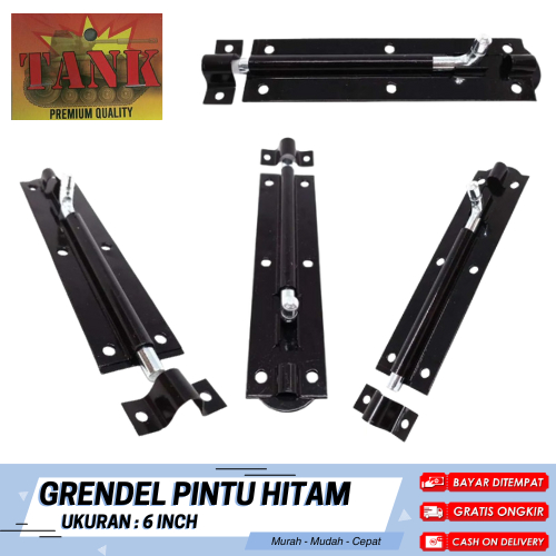 Grendel Pintu Warna Hitam Ukuran 6 inch Slot Pintu Jendela Rumah