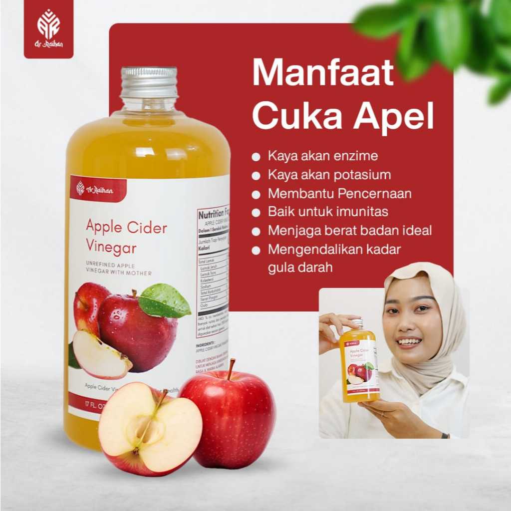 

CUKA APEL Ar-Raihan ORIGINAL ORGANIK ML / APPLE CIDER VINEGAR WITH MOTHER/ CUKA SARI APEL /