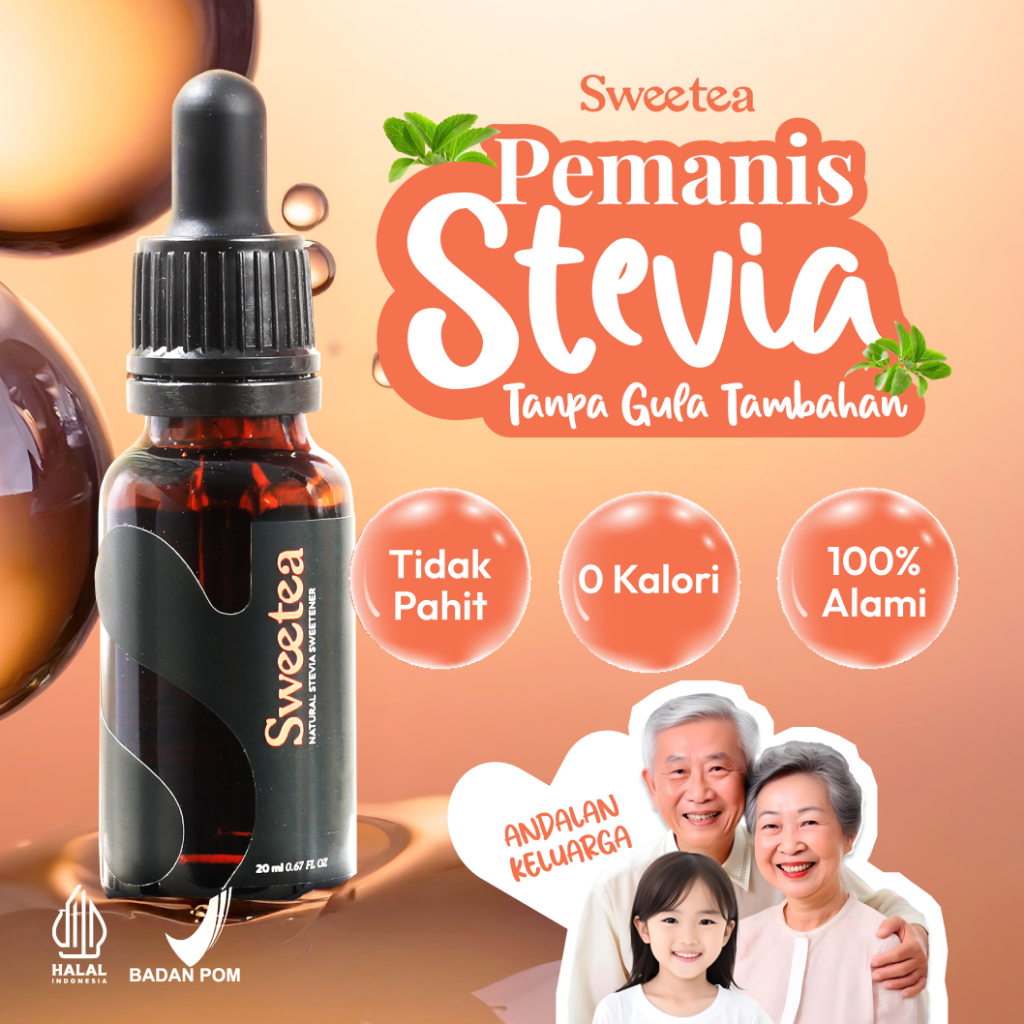 

Sweetea Pemanis Alami Stevia Keluarga - Natural Sweetener Premium Pengganti Gula 20ml
