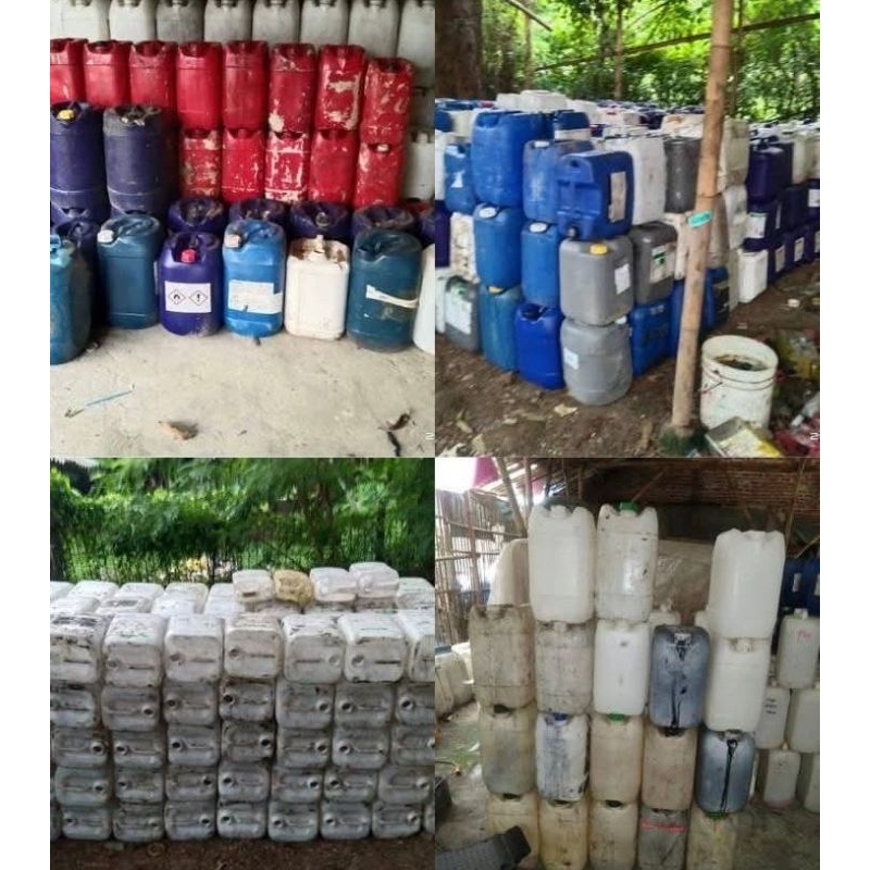 Jerigen 18 20 25 30 35 Liter Bekas Cacat Ada Lubang Warna Putih Susu Putih Transparan Hijau Biru Hit