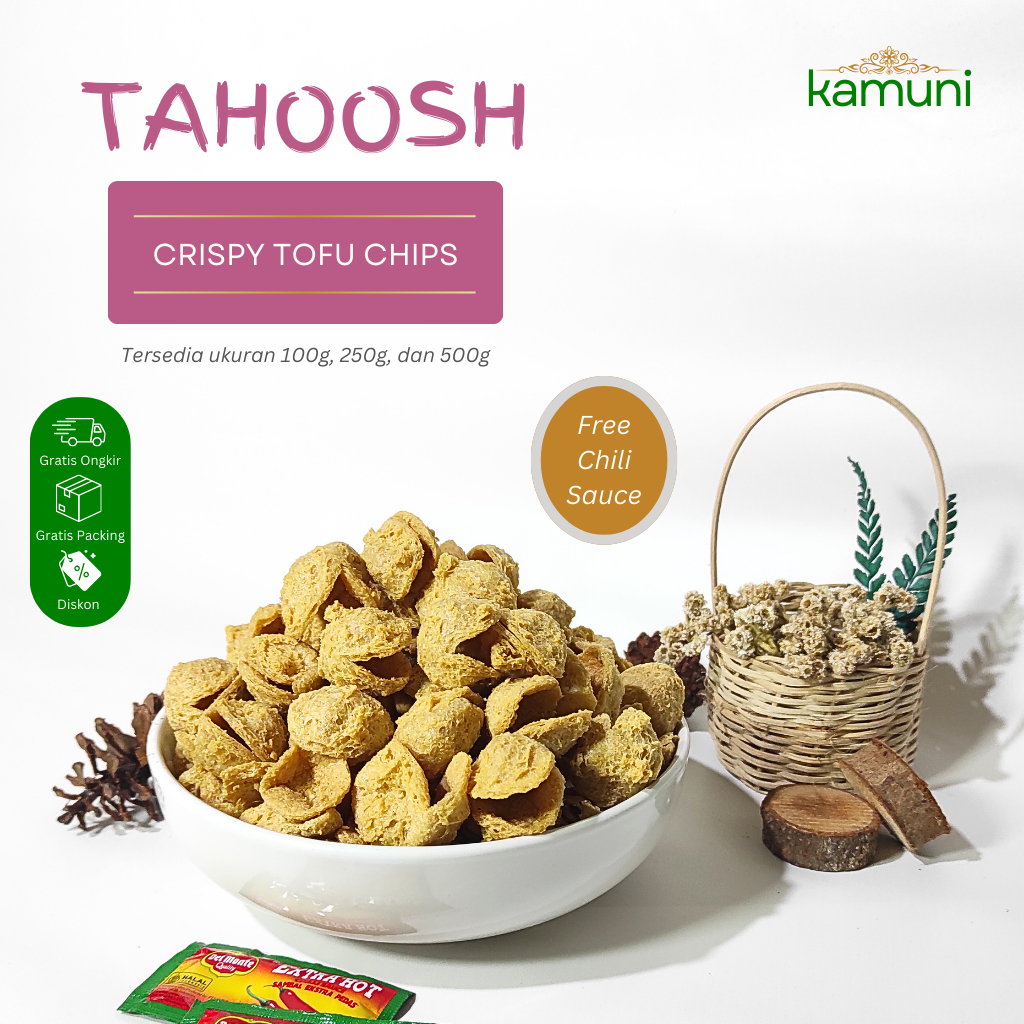 

Tahoosh 500g – Keripik Tahu Walik Krispi Gurih + Saus Sambal, Tersedia Harga Grosir | KAMUNI Multi Pangan