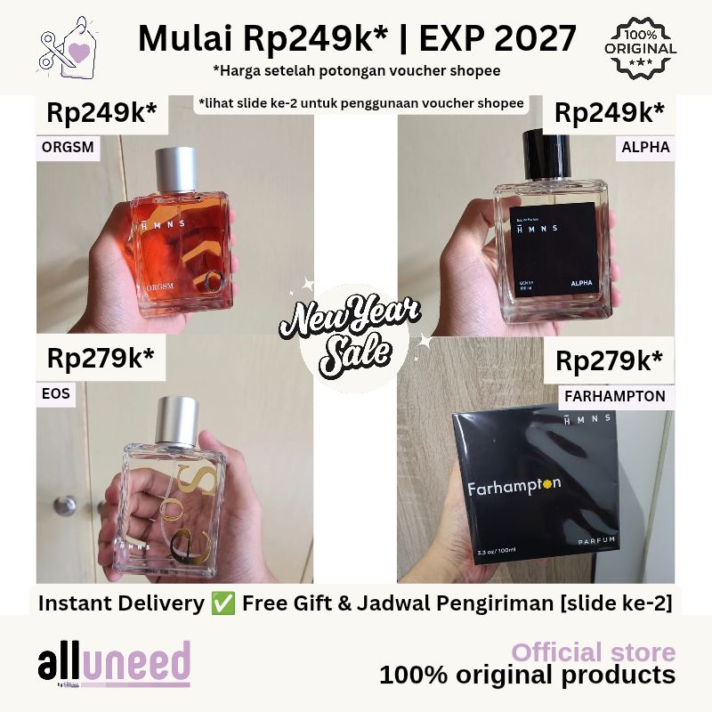 Parfum HMNS Original ORGSM EOS ALPHA FARHAMPTON 100ml Wanita Pria Cewek Cowok New/Preloved Free 25k 