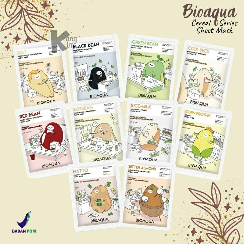 [BPOM] Bioaqua Masker Wajah Cereal Sheet Mask ((FREE GIFT))