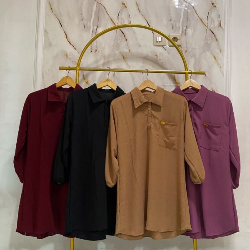tunik crinkle jumbo baju atasan wanita muslim kekinian viral baju lebaran terbaru atasan tunik