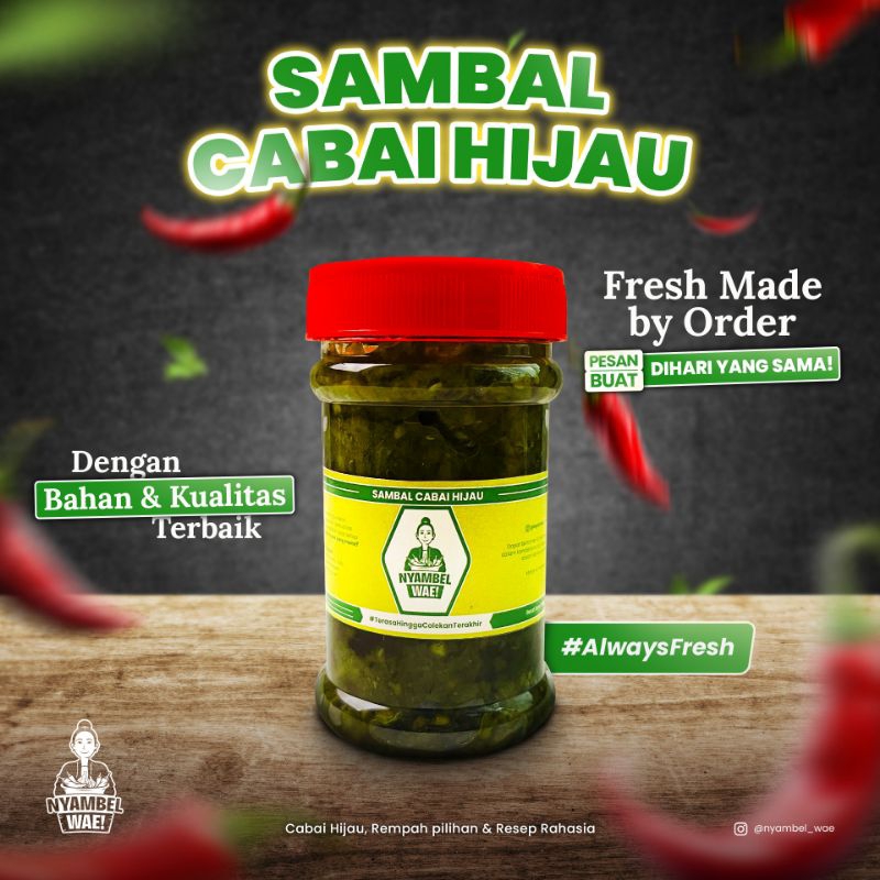 

Nyambel Wae - Sambal Cabai Hijau Kemasan Toples Kecil 150 Gram